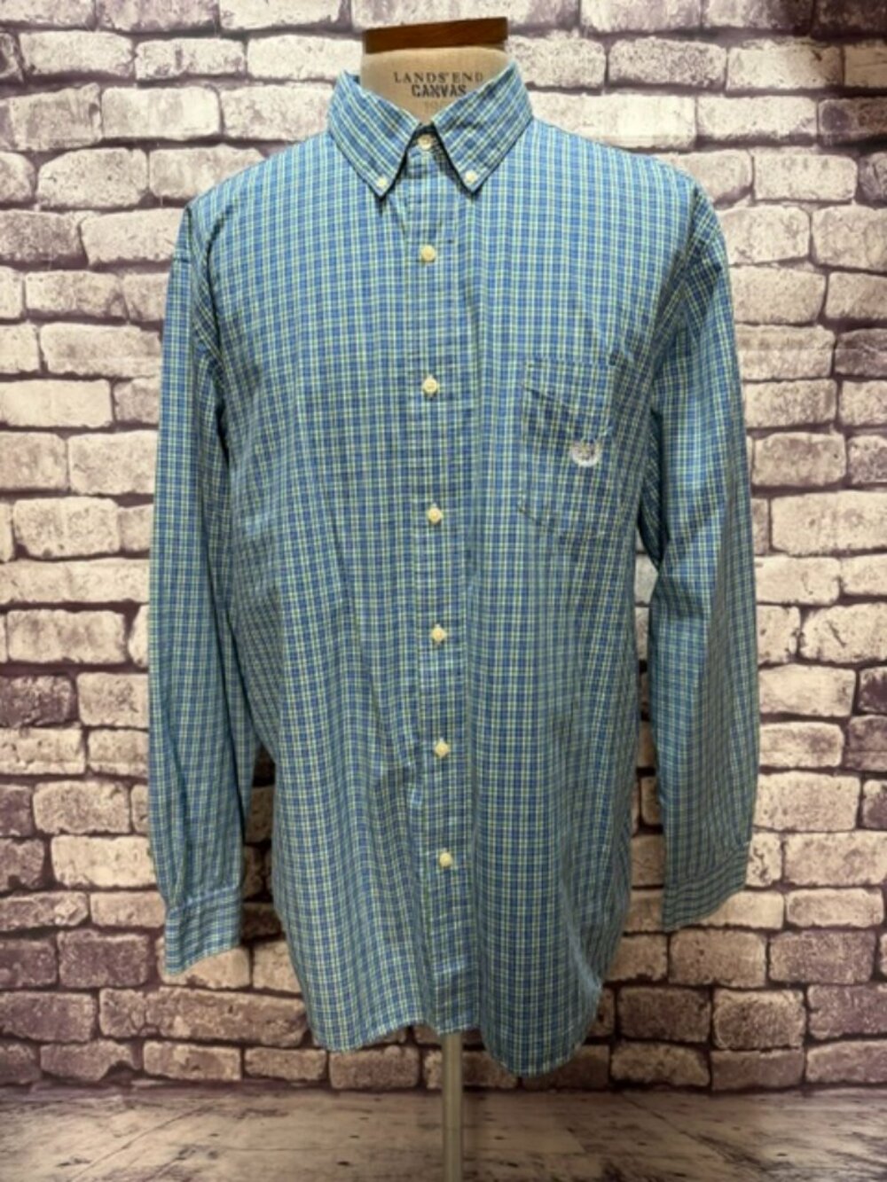Chaps Men's Blue, White & Green Button Down Blouse Size XXL